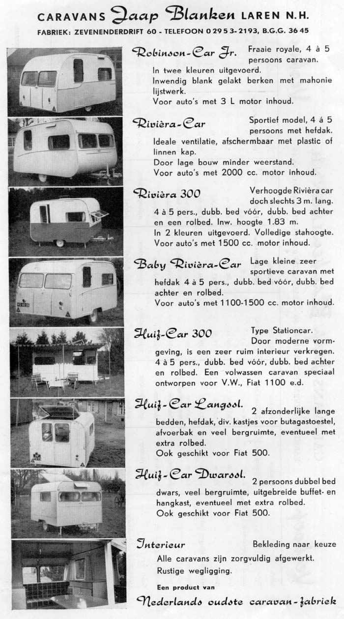 overzichtfolder Blanken caravans.